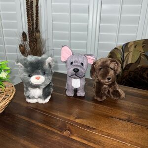 American Girl Doll Pets Grey Cat, Chocolate Lab, French bulldog